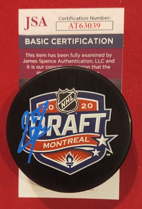 Quinton Byfield Signed 2020 NHL Draft Puck w/ JSA COA #AT63039 Los Angeles Kings