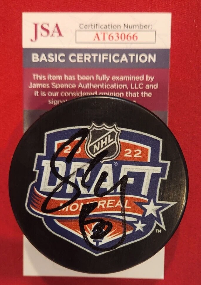 Juraj Slafkovsky Signed 2022 NHL Draft Puck JSA COA #AT63066 Montreal Canadiens