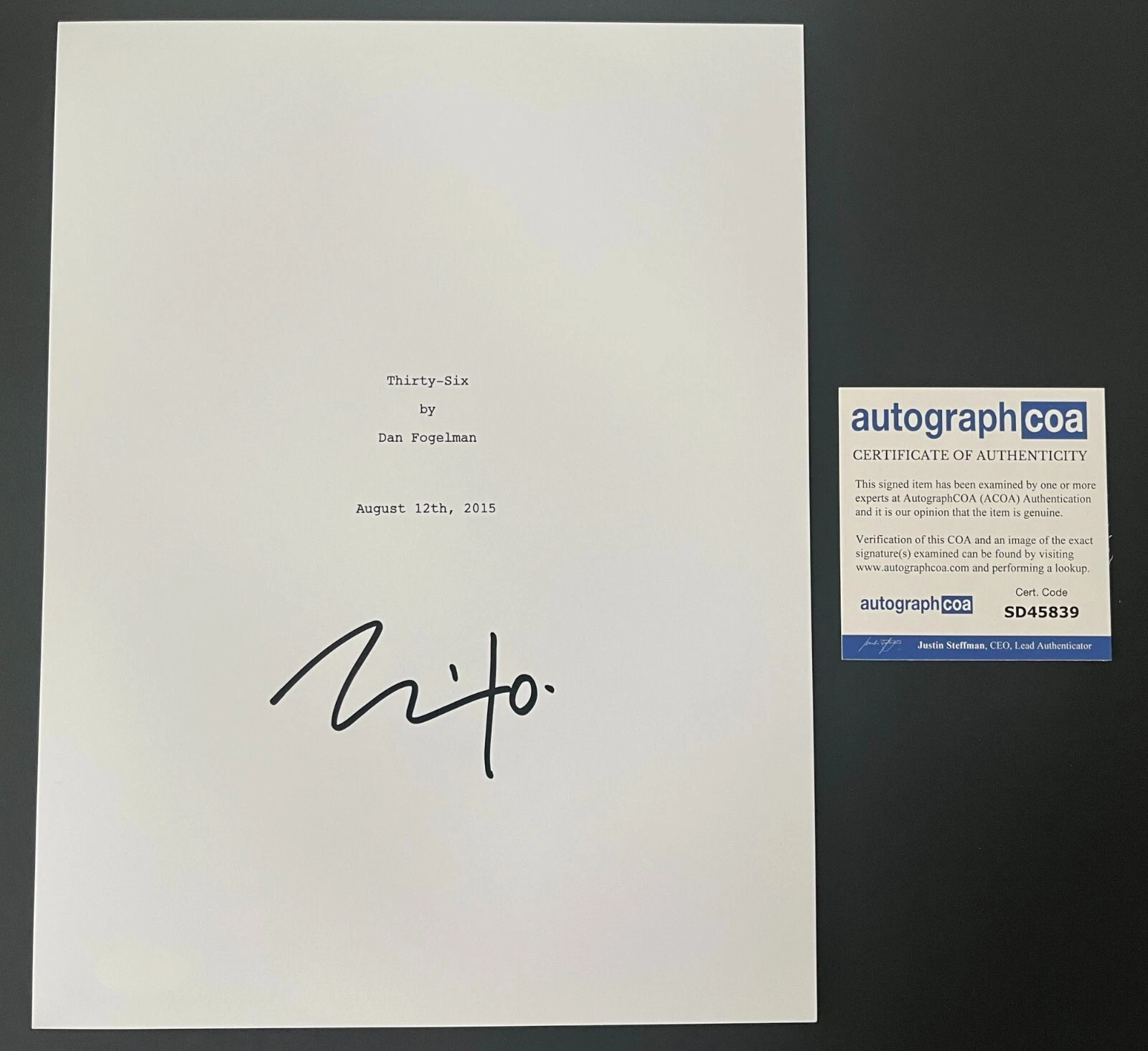 MILO VENTIMIGLIA SIGNED THIS IS US PILOT SCRIPT w/PROOF & AUTOGRAPH COA ACOA