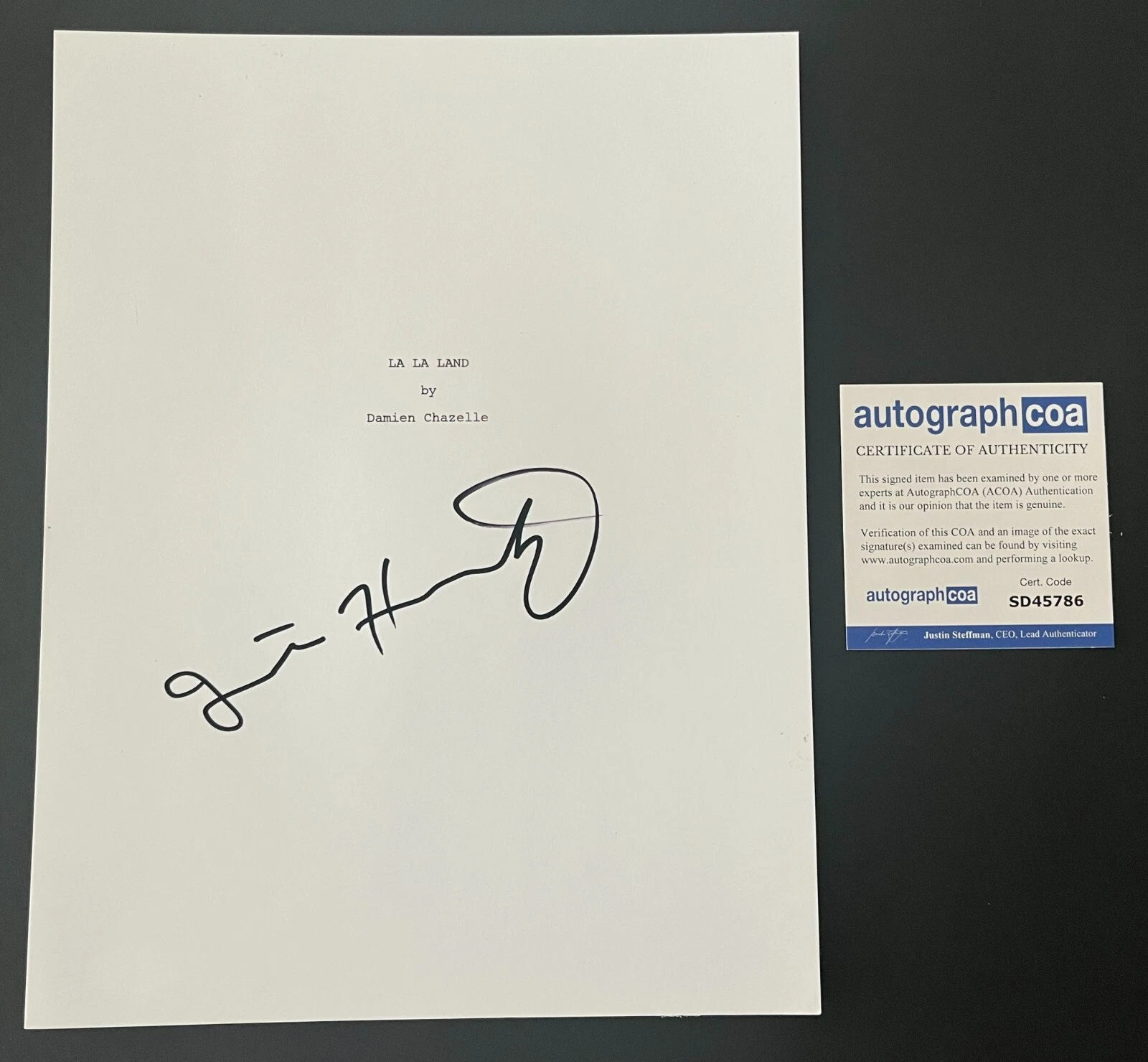 JUSTIN HURWITZ SIGNED LA LA LAND FULL MOVIE SCRIPT w/PROOF & AUTOGRAPH COA ACOA