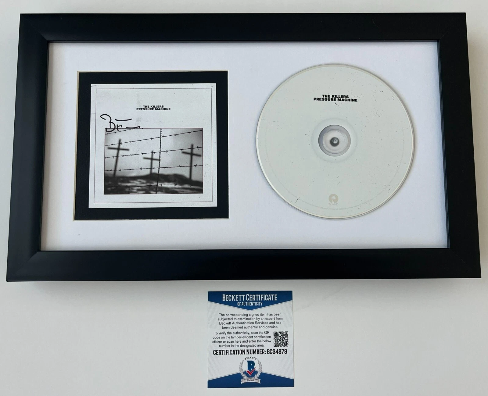 BRANDON FLOWERS SIGNED THE KILLERS PRESSURE MACHINE FRAMED MATTED CD BECKETT COA