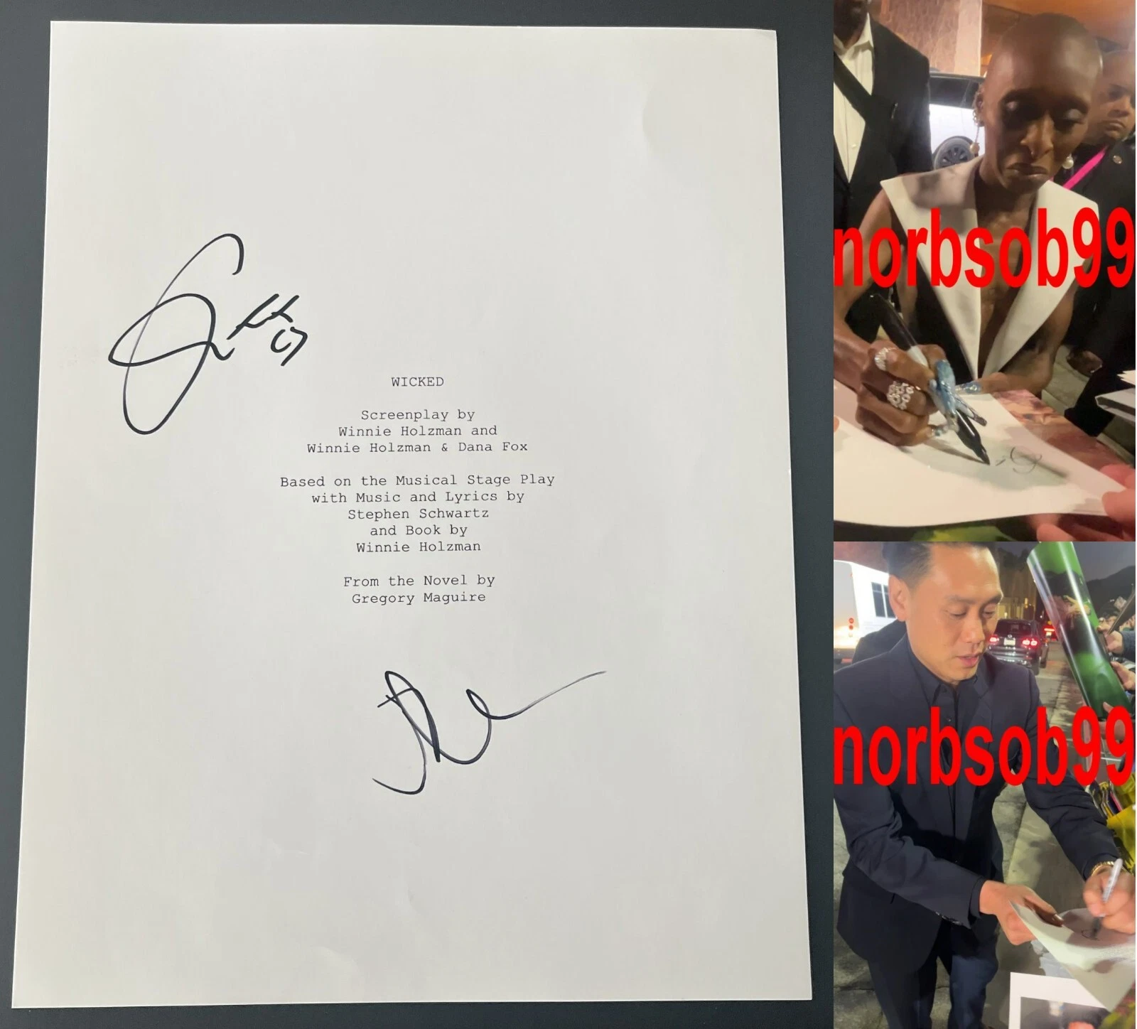 CYNTHIA ERIVO & JON CHU SIGNED WICKED SCRIPT w/EXACT VIDEO PROOF & BECKETT COA