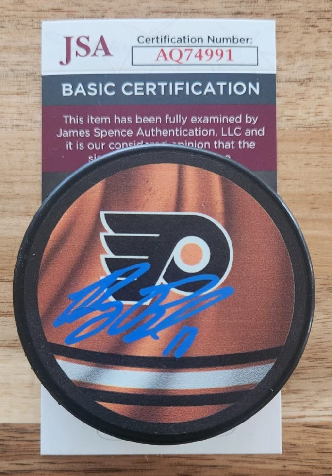 Bobby Brink Signed Reverse Retro Puck w/ JSA COA #AQ74991 Philadelphia Flyers
