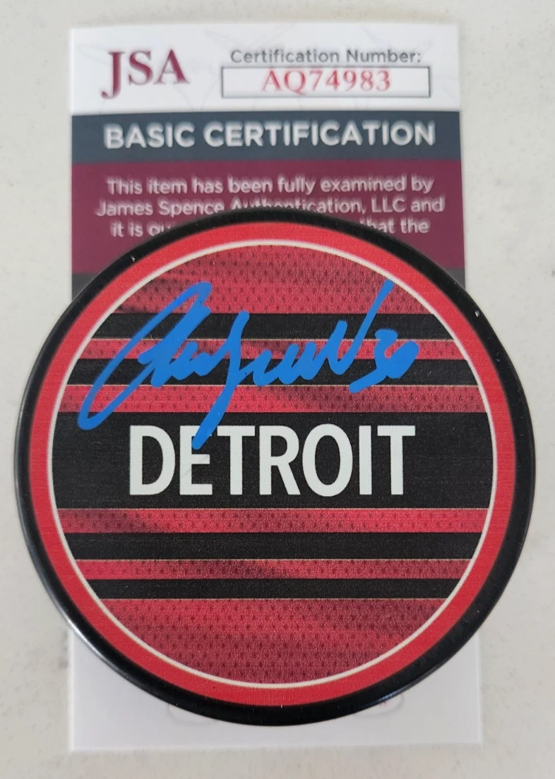 Chris Osgood Signed Reverse Retro Puck w/ JSA COA #AQ74983 Detroit Red Wings
