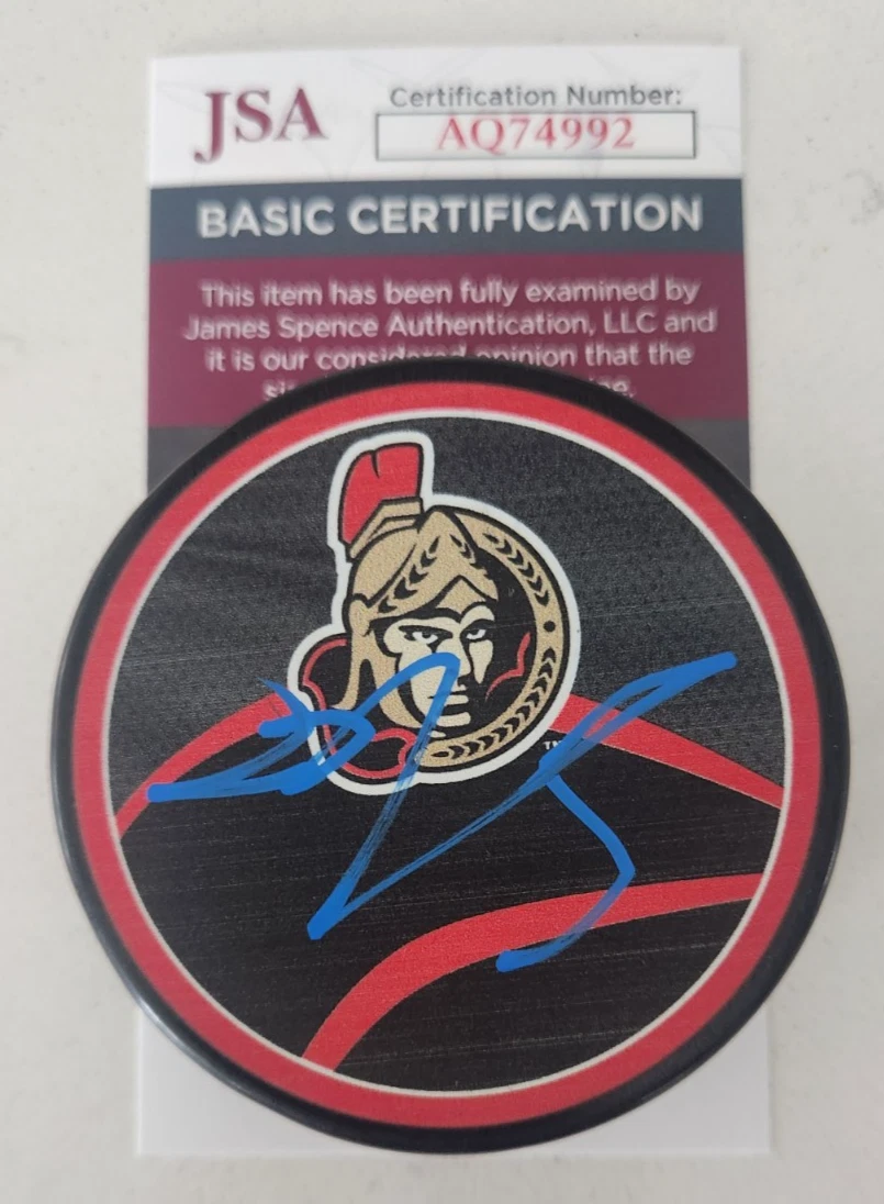 Tim Stutzle Signed Reverse Retro Puck w/ JSA COA #AQ74992 Ottawa Senators