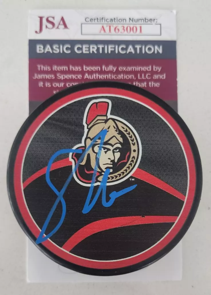 Tim Stutzle Signed Reverse Retro Puck w/ JSA COA #AT63001 Ottawa Senators