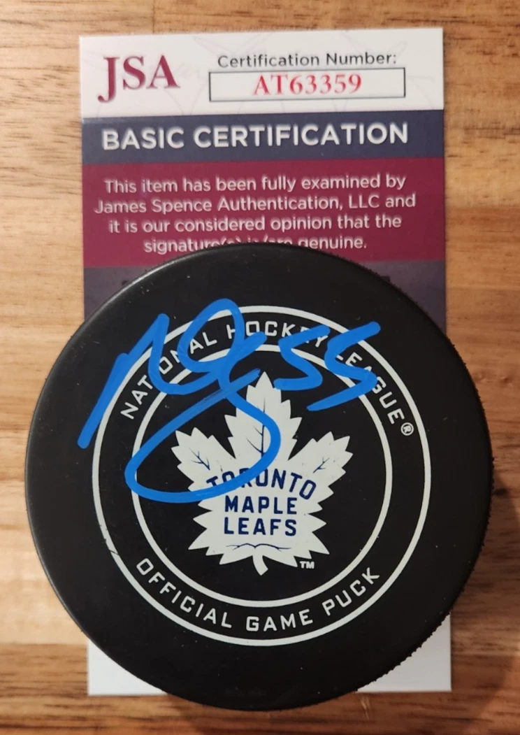 Mark Giordano Signed Official NHL Game Puck JSA COA #AT63359 Toronto Maple Leafs