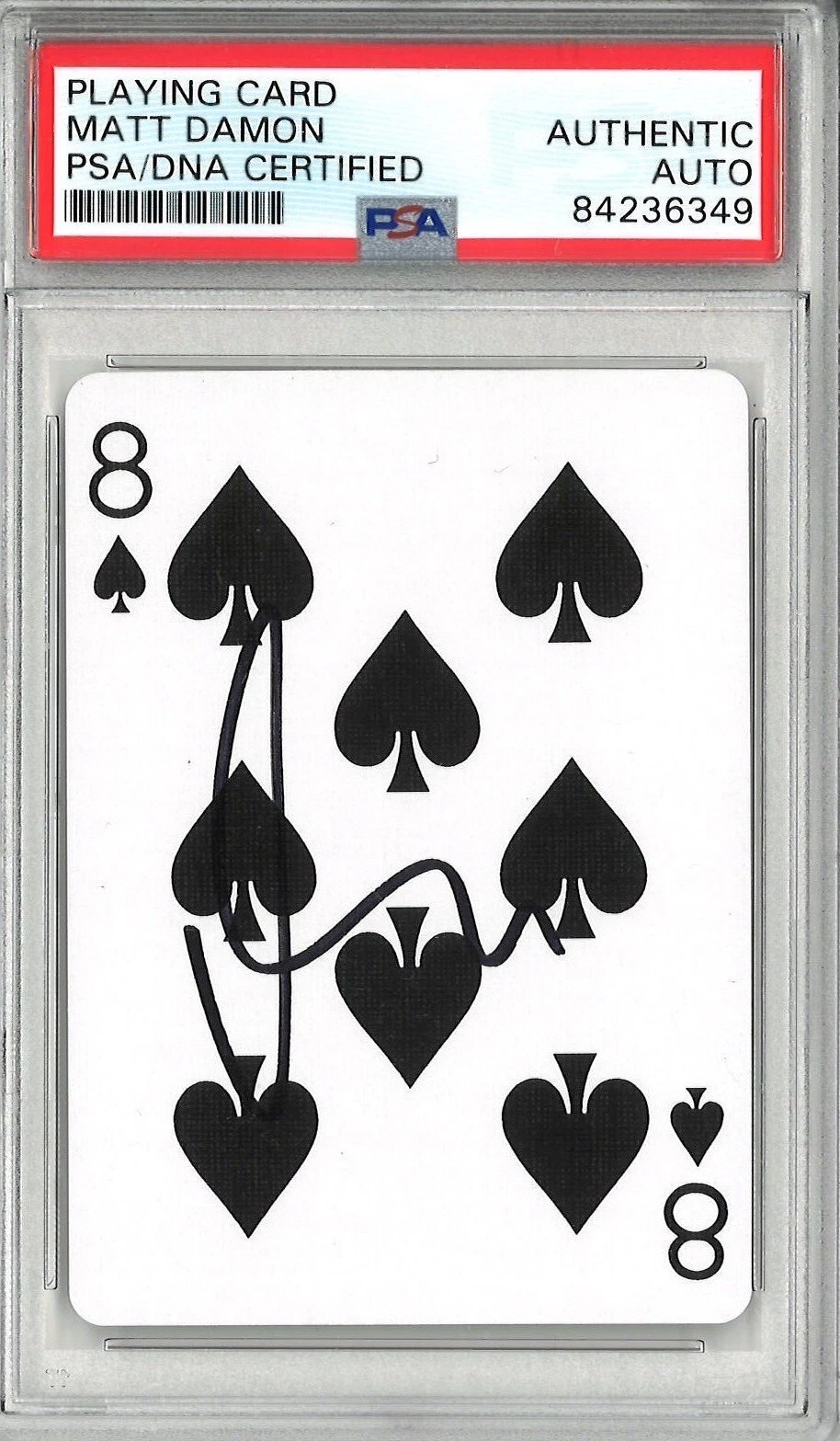 MATT DAMON SIGNED PLAYING CARD ROUNDERS 8 OF SPADES PSA DNA MIKE MCDERMOTT