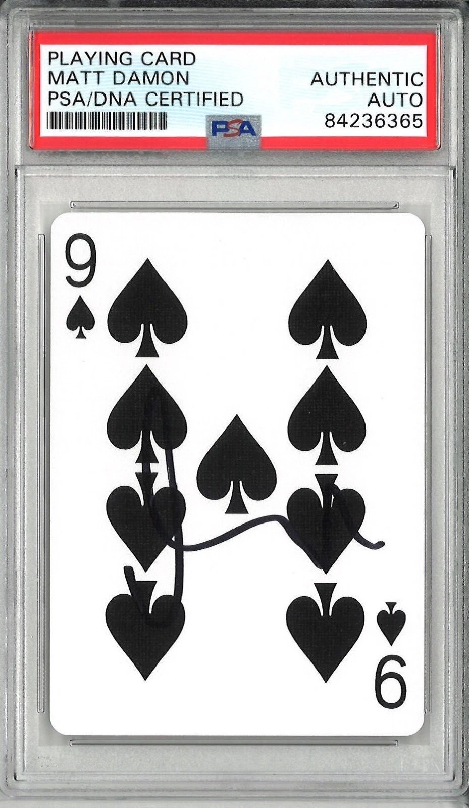 MATT DAMON SIGNED PLAYING CARD ROUNDERS 9 OF SPADES PSA DNA MIKE MCDERMOTT