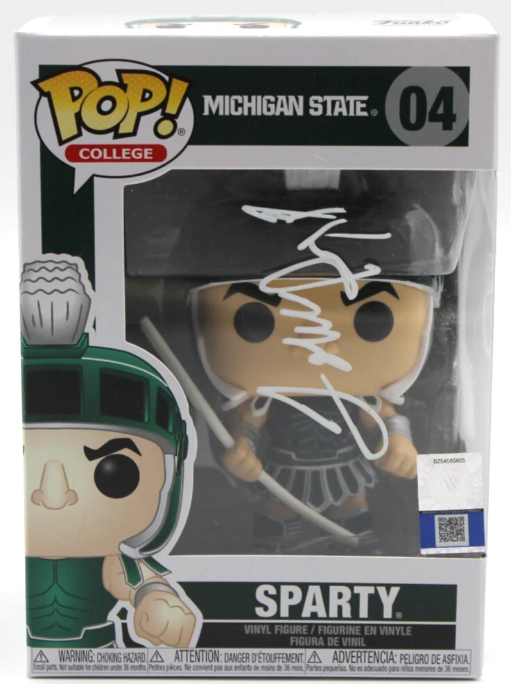 TOM IZZO MICHIGAN STATE SPARTY SIGNED FUNKO POP 04 W/BECKETT BAS COA BR32949 COLLECTIBLE MEMORABILIA