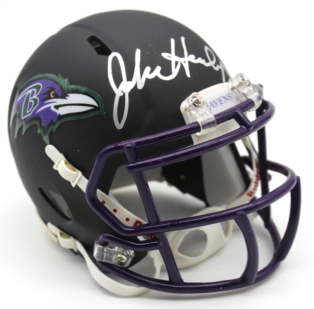 John Harbaugh Baltimore Ravens Signed Mini Football Helmet w/Beckett BR63069