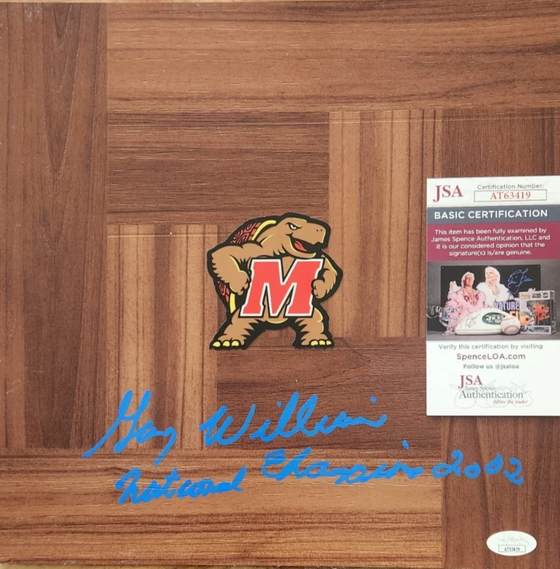 Gary Williams Signed Floorboard w/ JSA COA Maryland Terrapins Nat Champions 2002