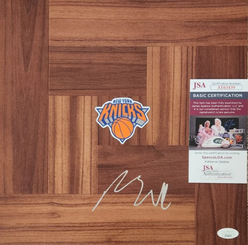 MIKAL BRIDGES SIGNED FLOORBOARD W/ JSA COA #AT63439 NY NEW YORK KNICKS COLLECTIBLE MEMORABILIA
