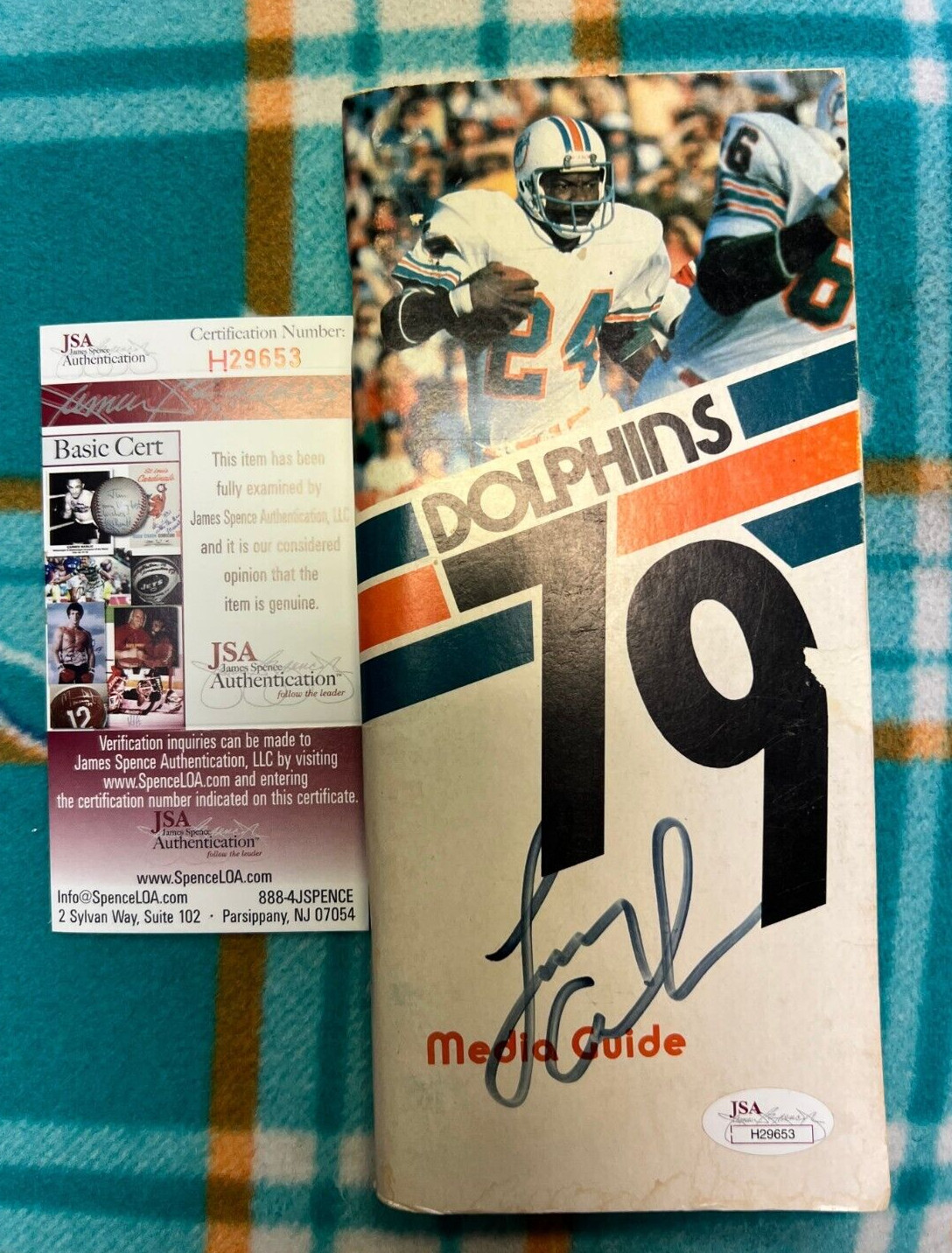 LARRY CZONKA MIAMI DOLPHINS SIGNED AUTOGRAPHED 79 MEDIA GUIDE JSA COA