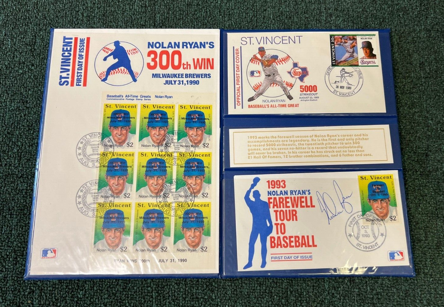 NOLAN RYAN 1993 FAREWELL TOUR TO BASEBALL SIGNED AUTOGRAPH W/CACHET FOLDER W/COA