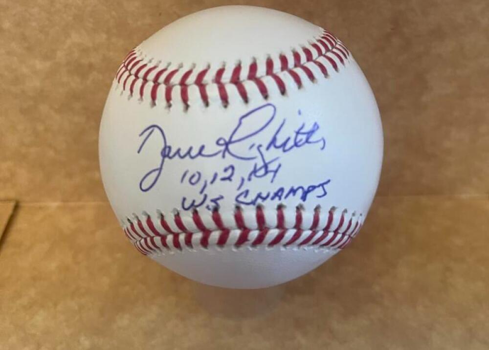 DAVE RIGHETTI 10,12, 14 WS CHAMPS SIGNED AUTOGRAPHED M.L. BASEBALL BECKETT AUTH