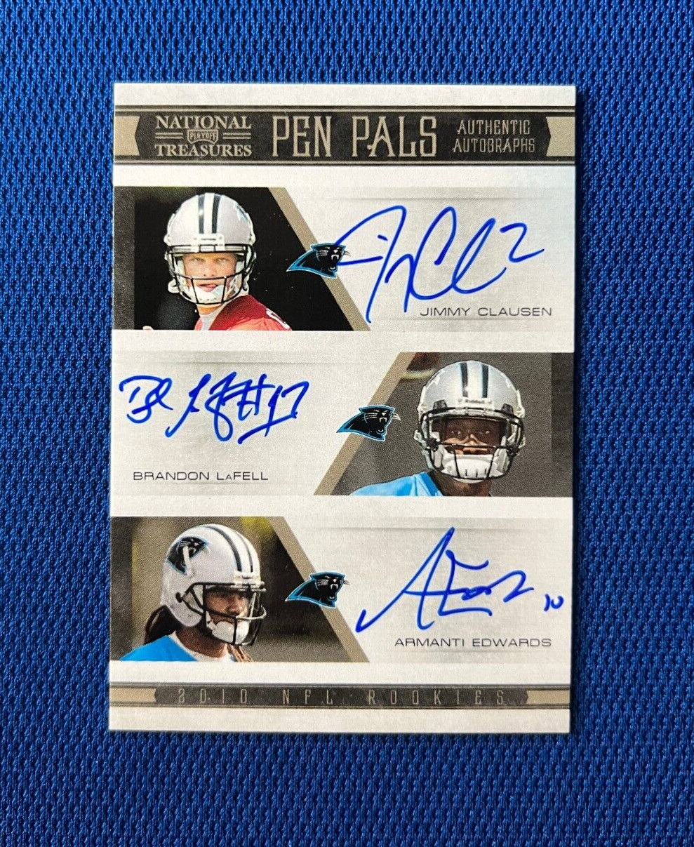 2010 NATIONAL TREASURES PEN PALS JIMMY CLAUSEN LAFELL EDWARDS AUTO SIGNED #PP4