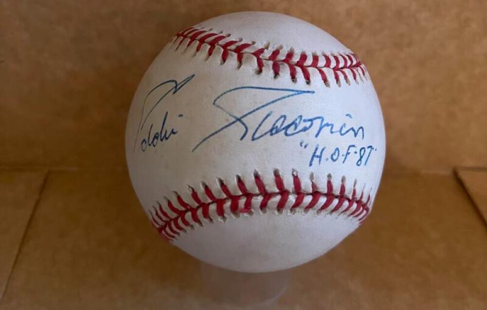 EDDIE GIACOMIN RANGERS HOF 87 SIGNED AUTO A.L. BASEBALL JSA AUTH