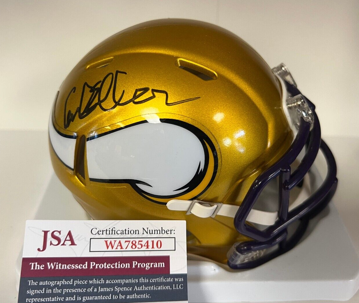 CARL ELLER MINNESOTA VIKINGS SIGNED AUTOGRAPHED FLASH MINI HELMET JSA