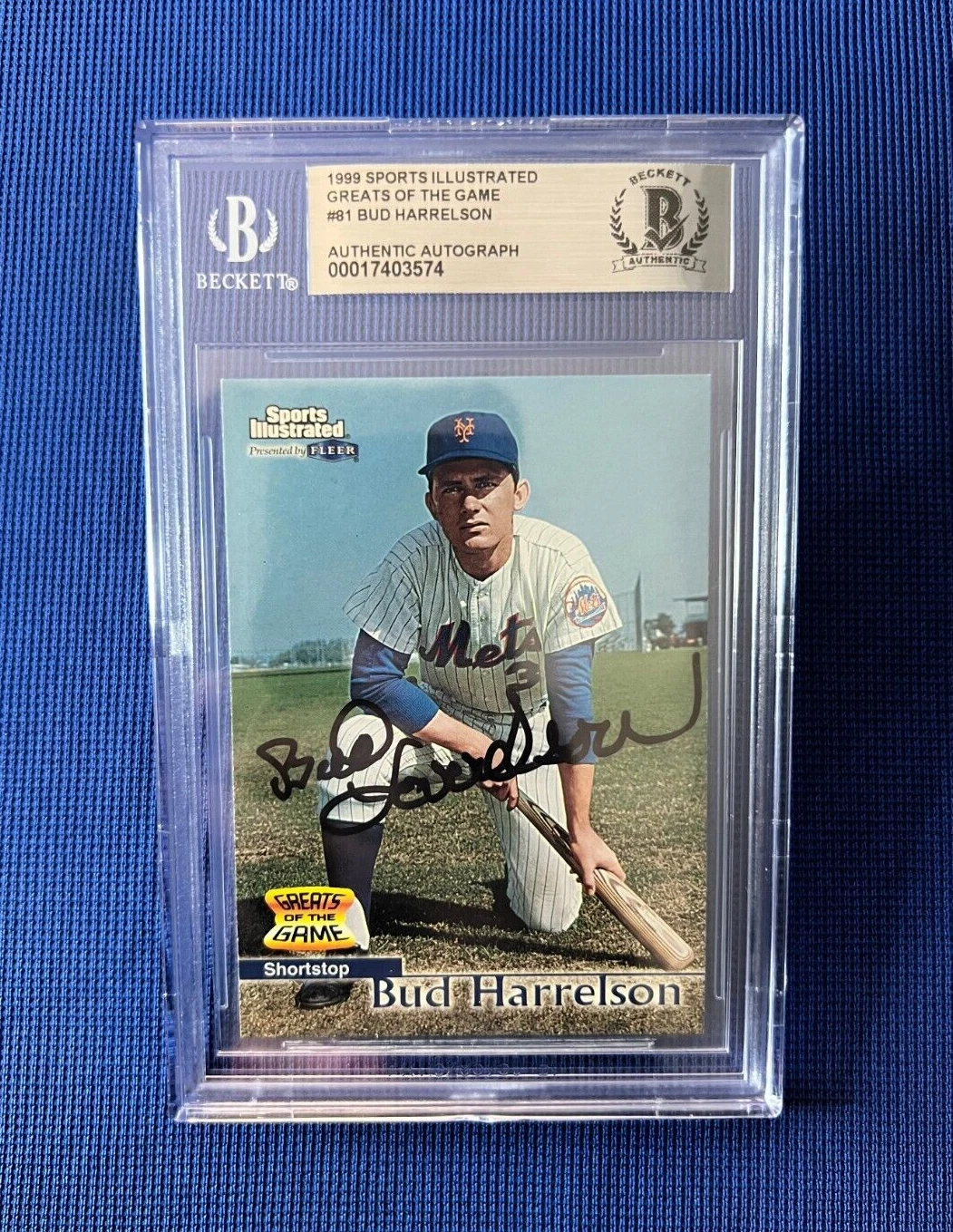 1999 SI GREATS OF THE GAME BUD HARRELSON METS SIGNED AUTOGRAPH #81 BECKETT *