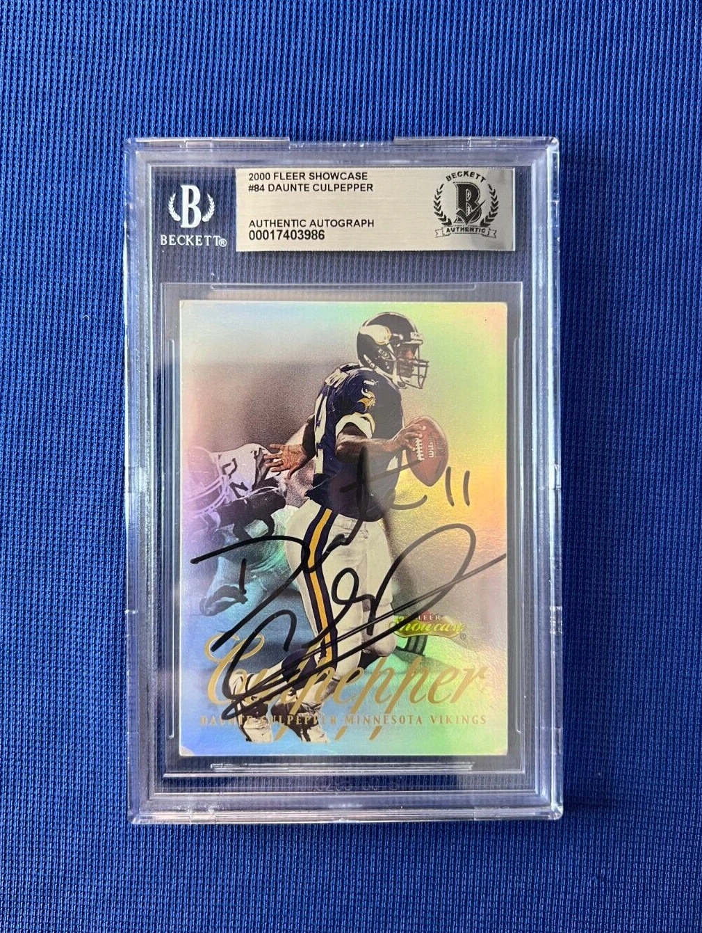 2000 FLEER SHOWCASE DAUNTE CULPEPPER MINNESOTA VIKINGS SIGNED AUTO #84 BECKETT