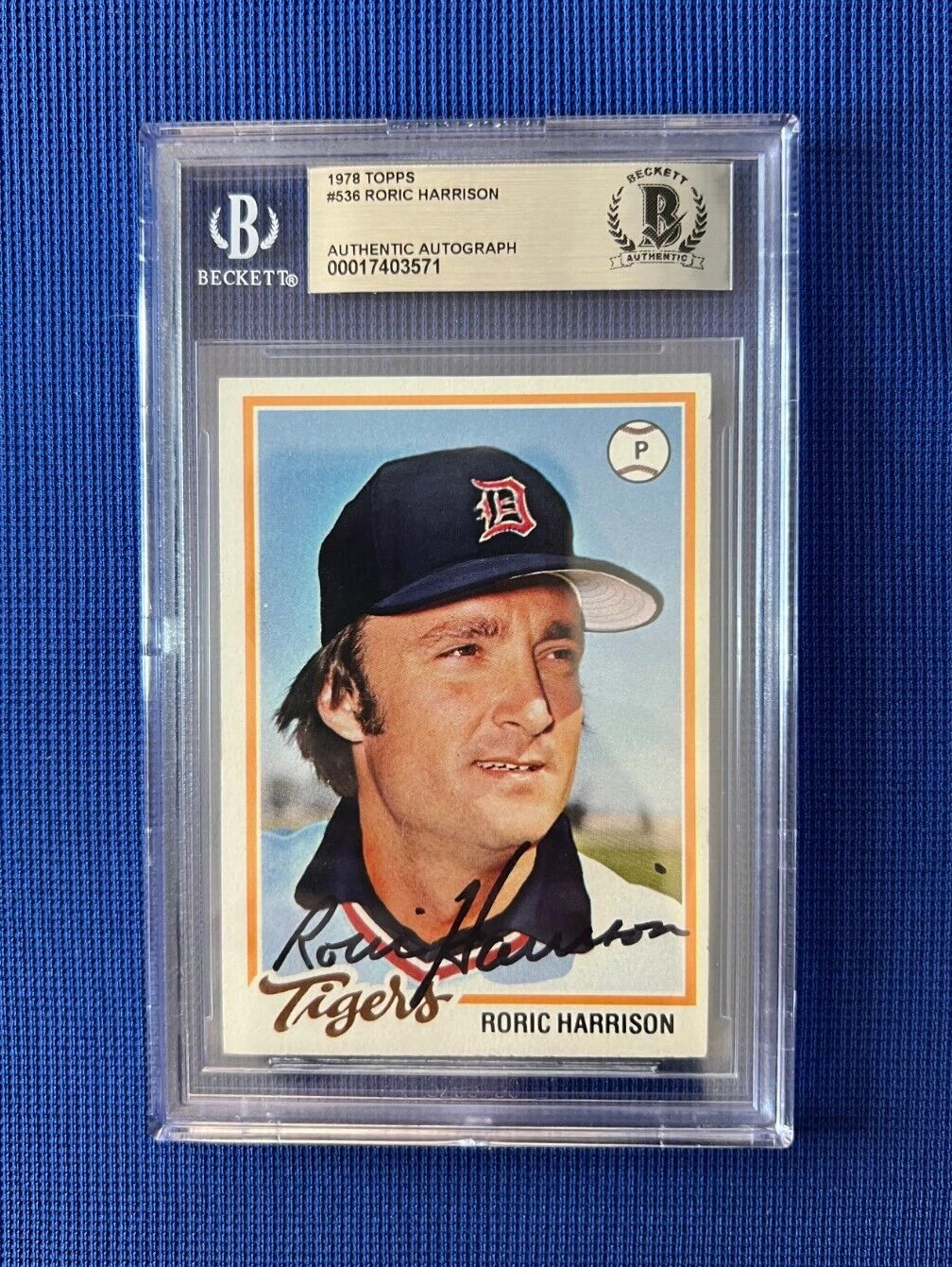 1978 TOPPS RORIC HARRISON DETROIT TIGERS SIGNED AUTOGRAPHED CARD #536 BECKETT