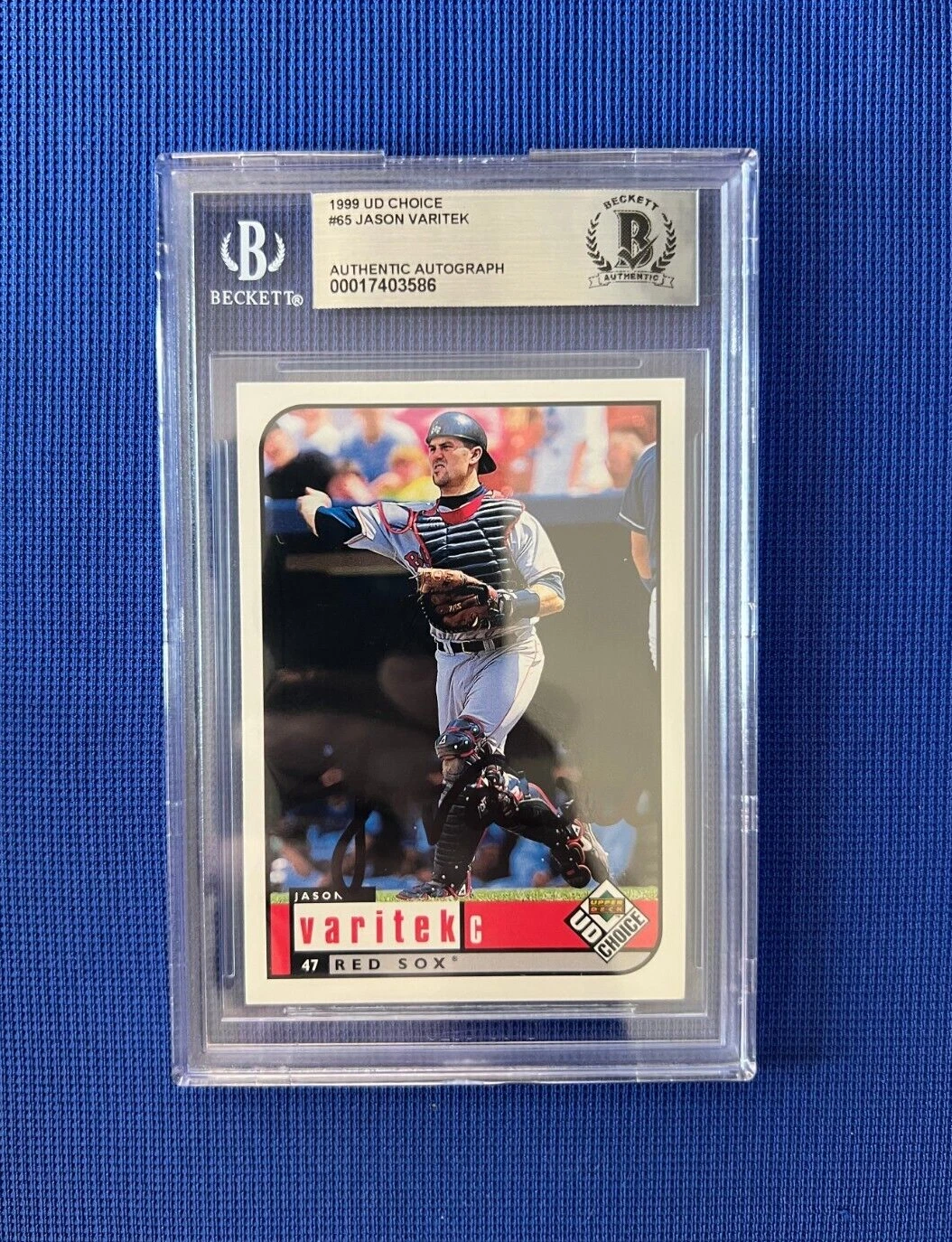 1999 UD CHOICE JASON VARITEK BOSTON RED SOX SIGNED AUTOGRAPH CARD #65 BECKETT *