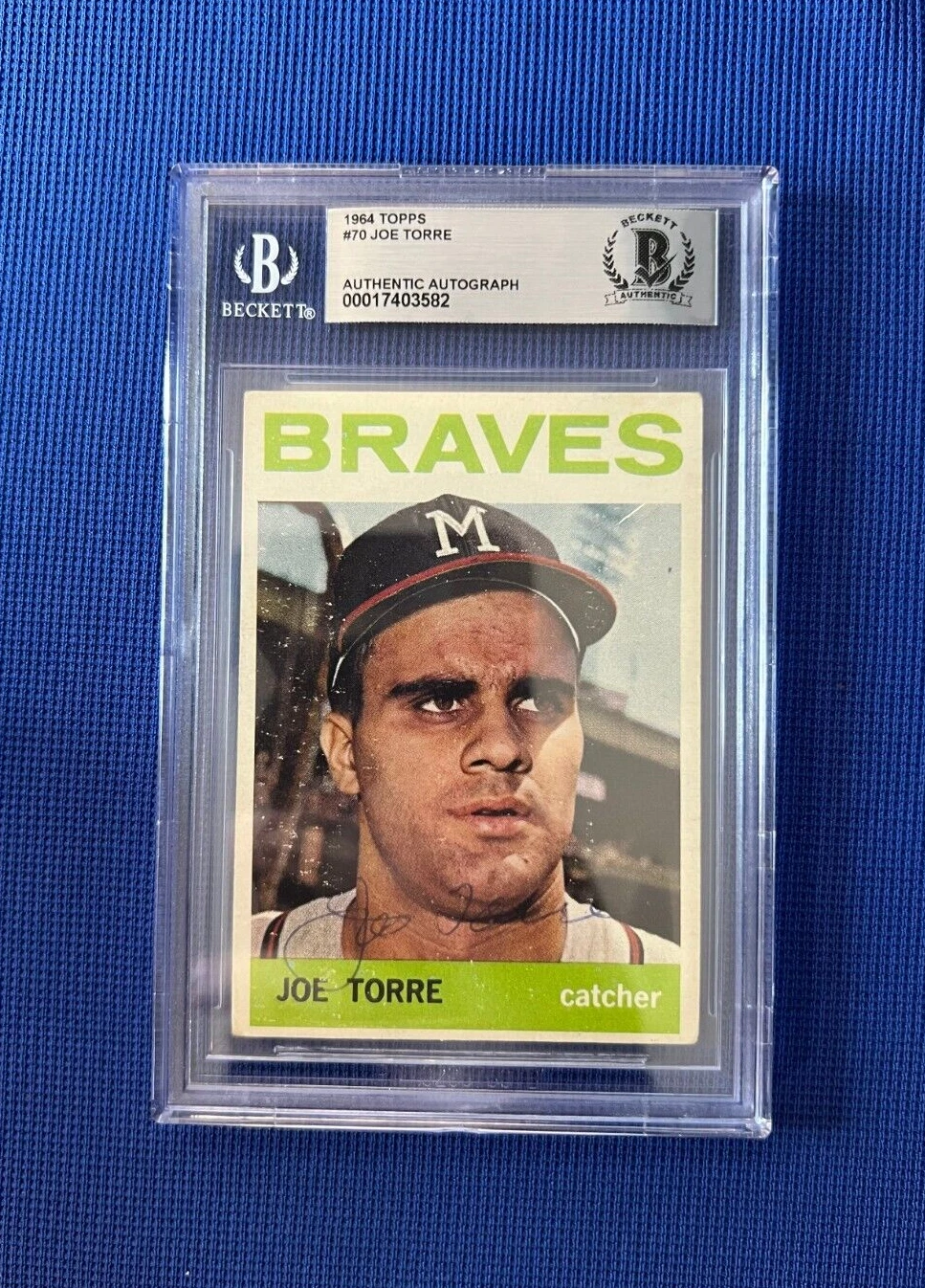 1964 TOPPS JOE TORRE MILWAUKEE BRAVES SIGNED AUTOGRAPHED CARD #70 BECKETT