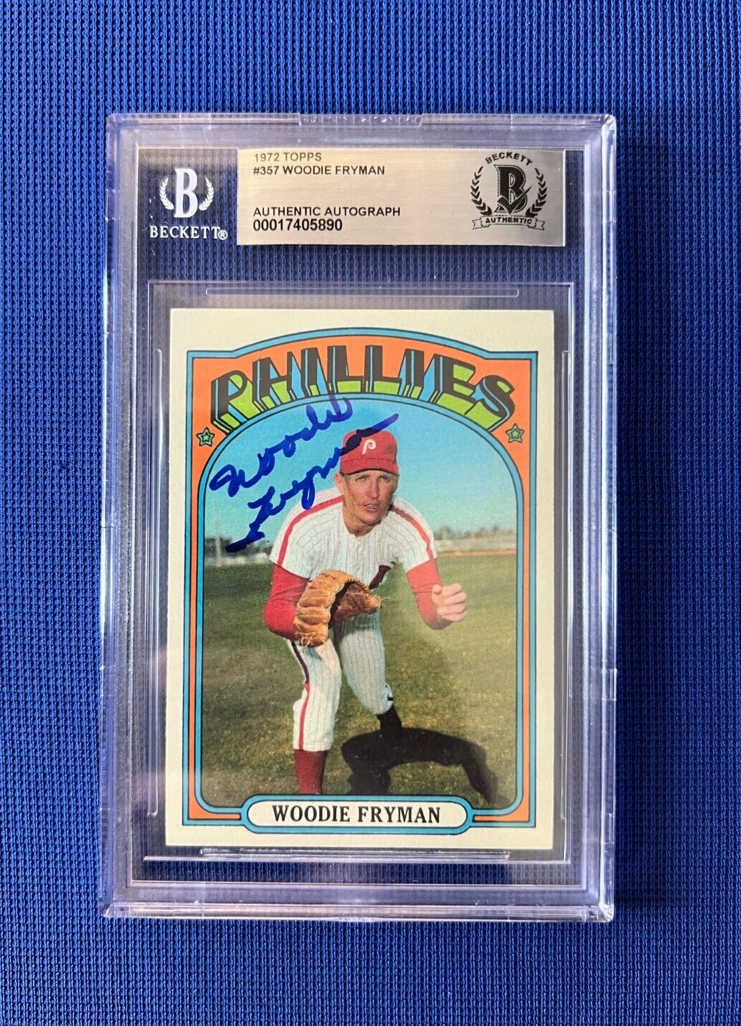1972 TOPPS WOODIE FRYMAN PHILADELPHIA PHILLIES SIGNED AUTOGRAPH #357 BECKETT