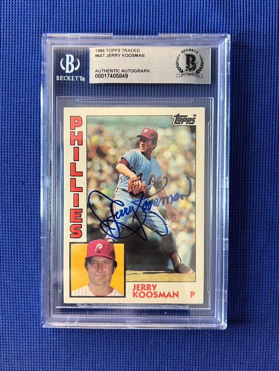1984 TOPPS TRADED JERRY KOOSMAN PHILLIES SIGNED AUTOGRAPHED #64T BECKETT