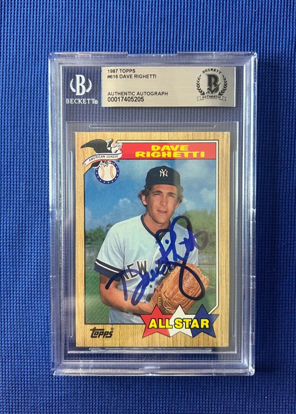 1987 TOPPS DAVE RIGHETTI NEW YORK YANKEES SIGNED AUTOGRAPHED CARD #616 BECKETT