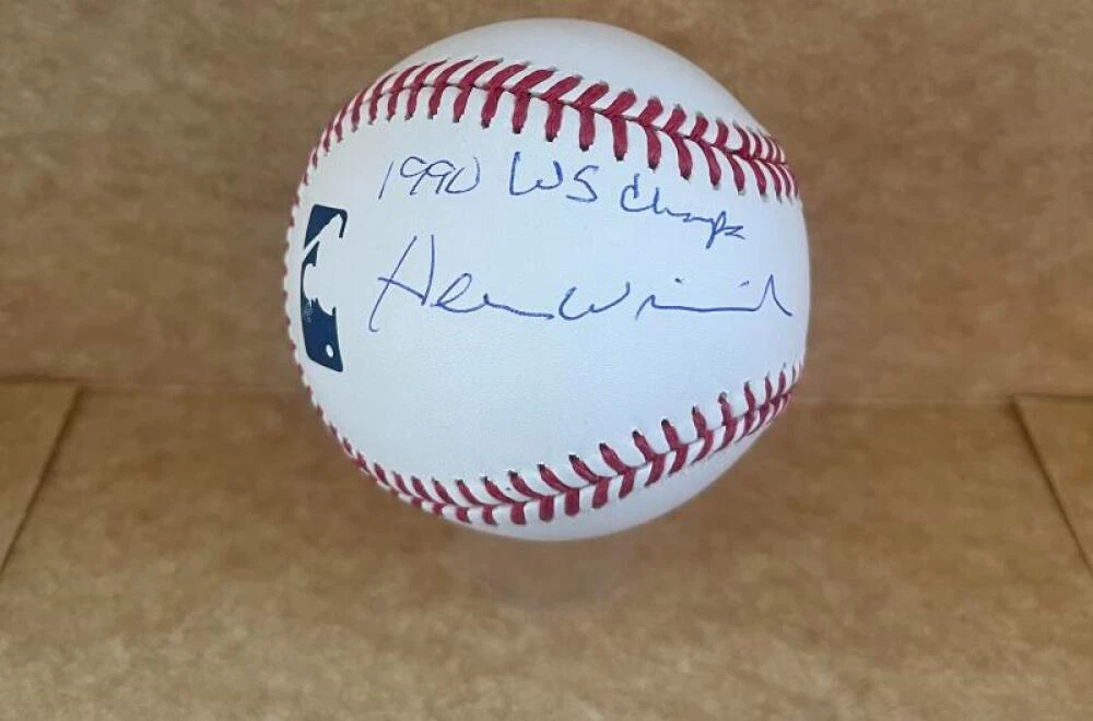 HERM WINNINGHAM REDS 1990 WS CHAMPS SIGNED AUTO M.L. BASEBALL BECKETT AUTH