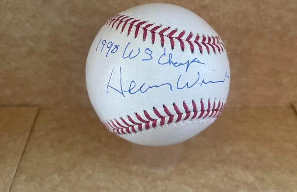 HERM WINNINGHAM REDS 1990 WS CHAMPS SIGNED AUTO M.L. BASEBALL BECKETT AUTH