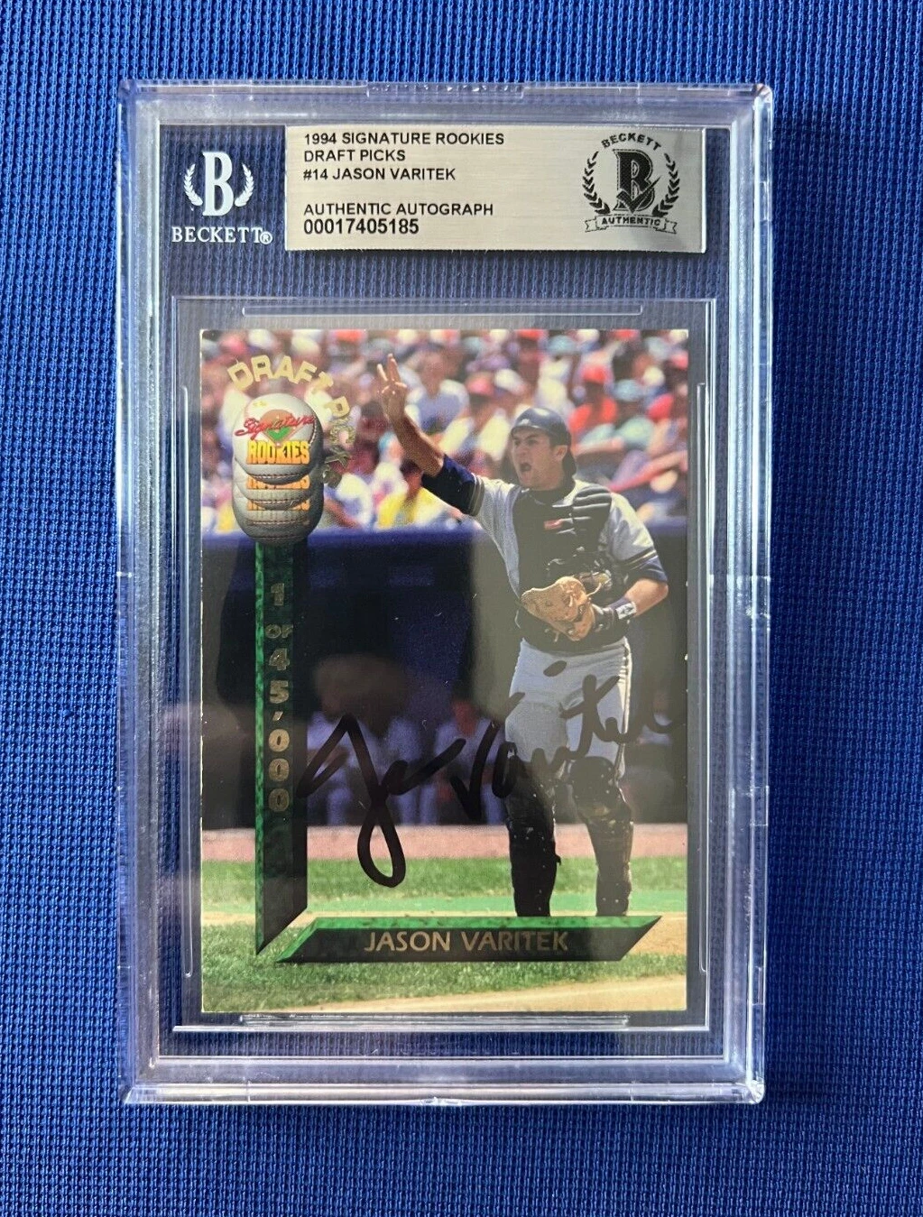 1994 SIGNATURE ROOKIE DRAFT PICKS JASON VARITEK SIGNED AUTOGRAPHED #14 BECKETT