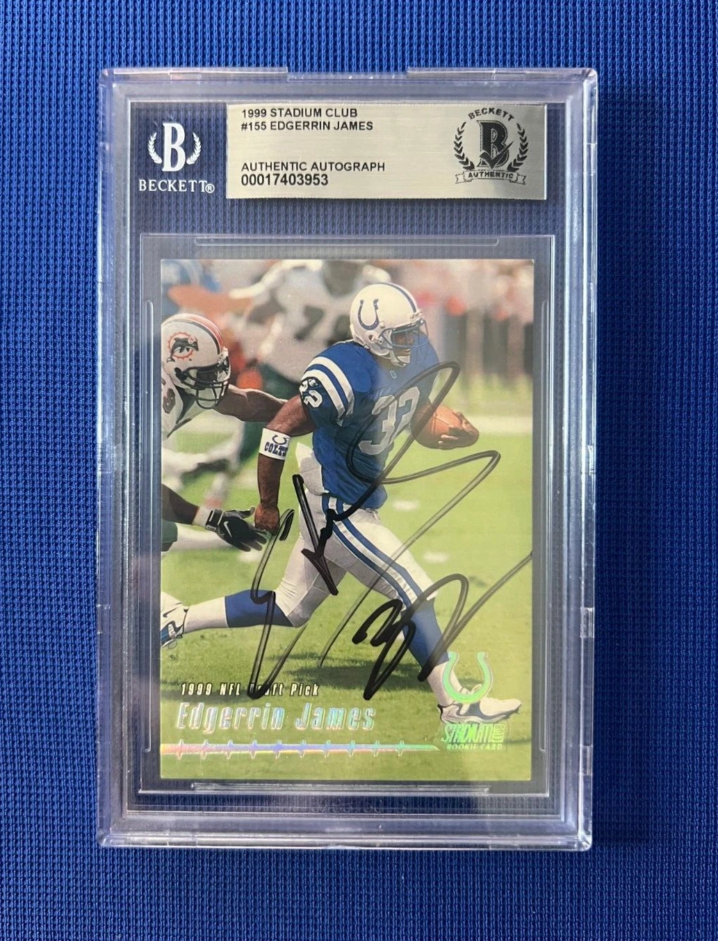 1999 STADIUM CLUB EDGERRIN JAMES COLTS RC SIGNED AUTOGRAPHED CARD #155 BECKETT