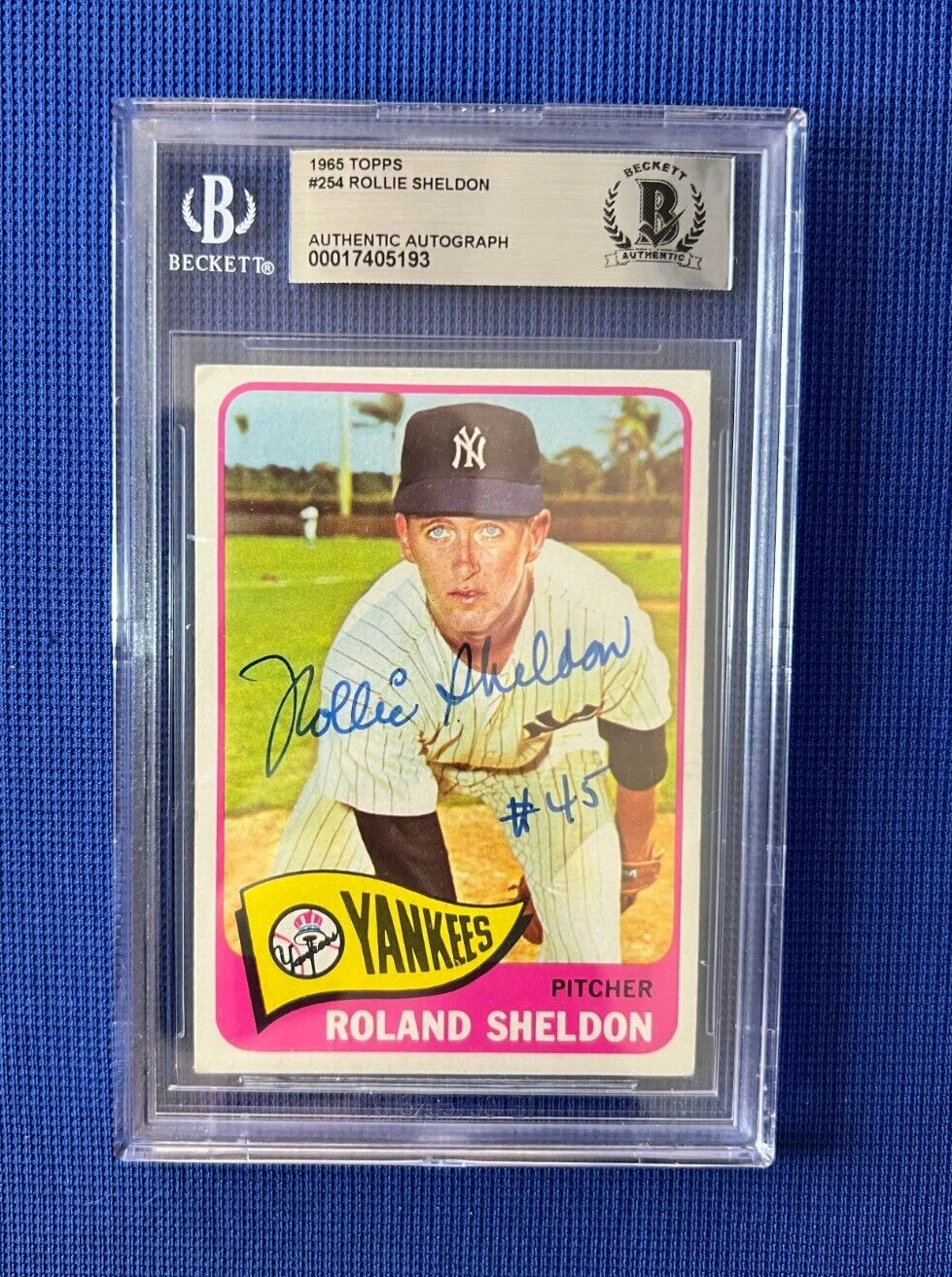1965 TOPPS ROLLIE SHELDON NEW YORK YANKEES SIGNED AUTOGRAPHED CARD #254 BECKETT