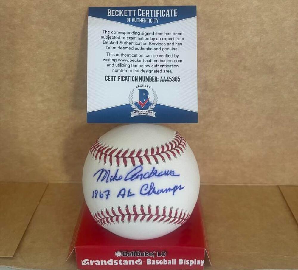 MIKE ANDREWS 1967 AL CHAMPS SIGNED AUTOGRAPHED M.L. BASEBALL BECKETT AUTH