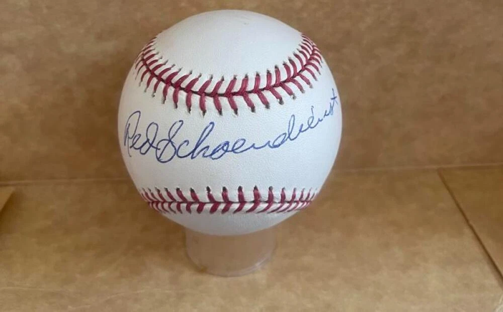 RED SCHOENDIEST BRAVES/CARDINALS SIGNED AUTOGRAPHED M.L. BASEBALL TRISTAR AUTH