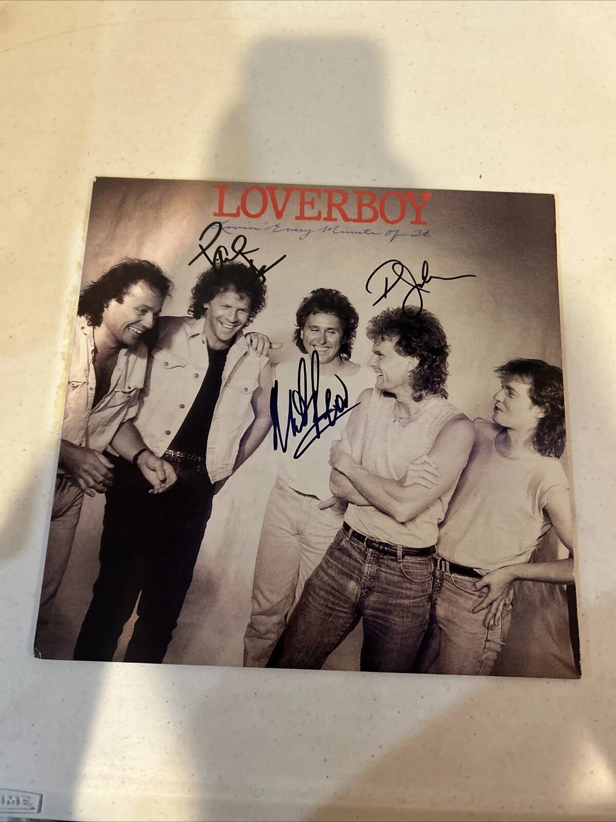 LOVERBOY SIGNED AUTOGRAPH VINYL ALBUM ACOA LOVIN EVERY MINUTE OF IT RECORD LP X3