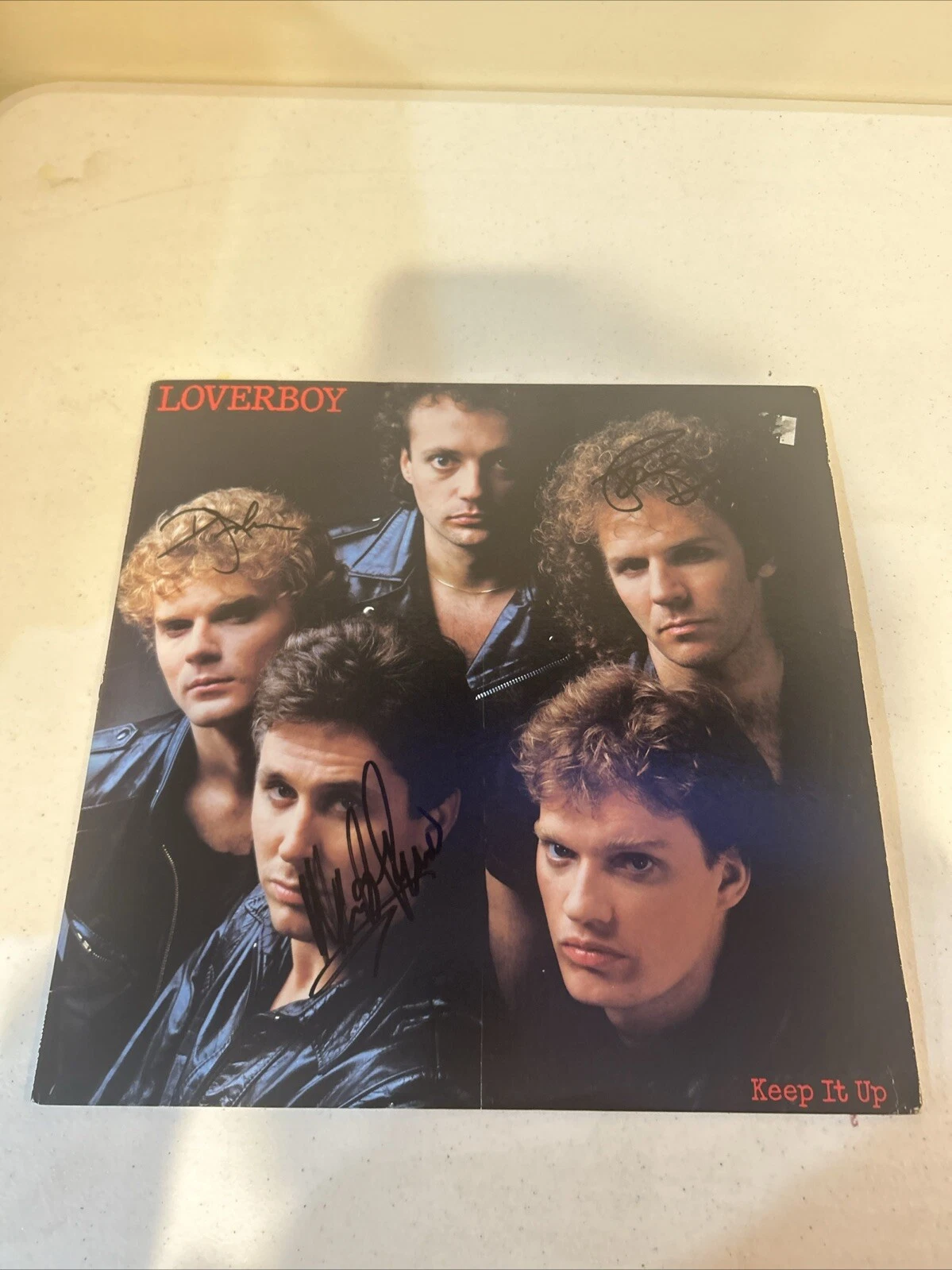 LOVERBOY SIGNED AUTOGRAPH VINYL ALBUM ACOA KEEP IT UP RECORD LP 3 MEMBERS