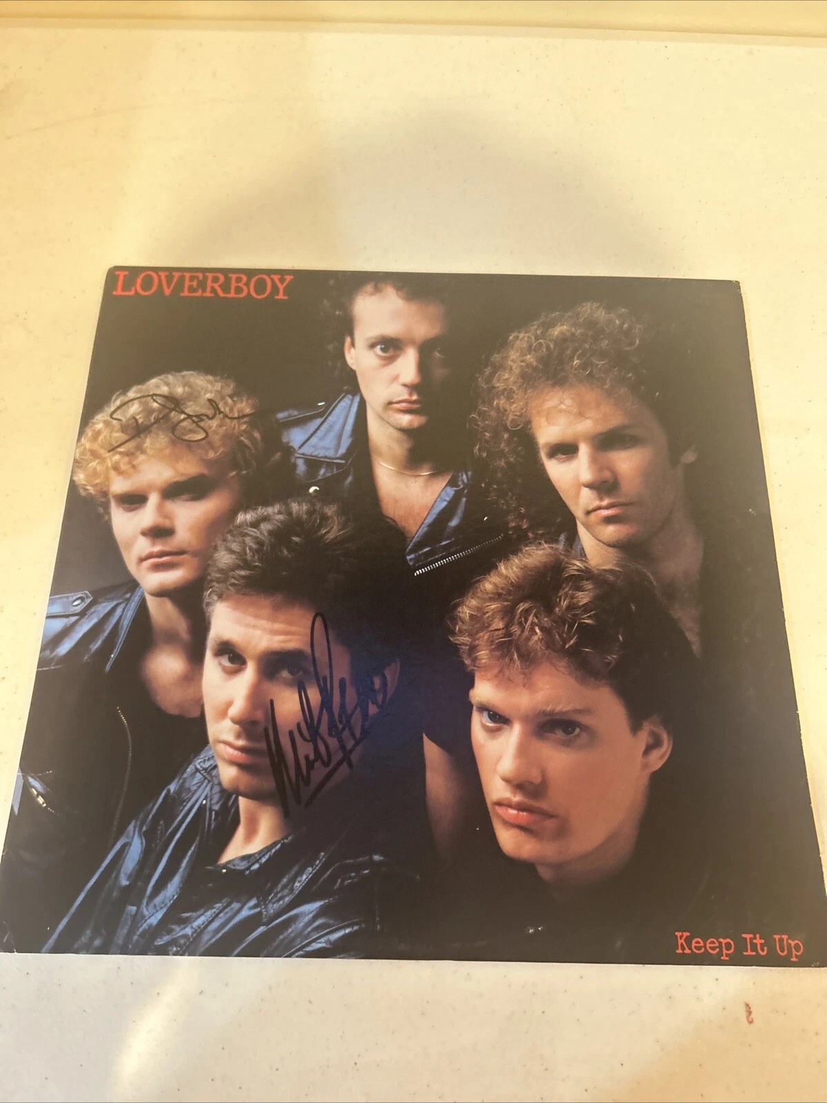LOVERBOY SIGNED AUTOGRAPH VINYL ALBUM ACOA KEEP IT UP RECORD LP 2 MEMBERS