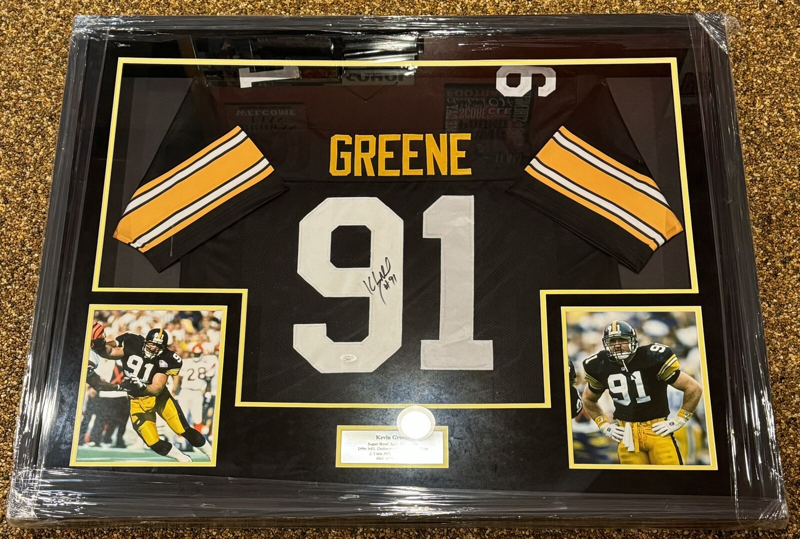 Kevin Greene Signed Autographed Custom Framed Pittsburgh Steelers Jersey JSA COA