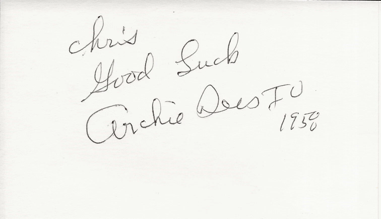 Archie Dees REAL hand SIGNED Index Card #2 JSA Indiana Hoosiers legend 1958 Pick
