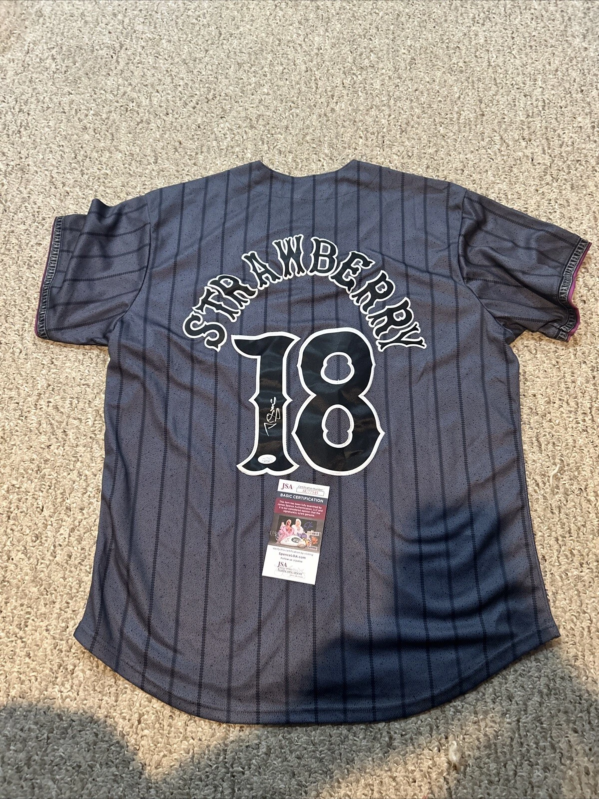 NEW YORK METS- DARRYL STRAWBERRY SIGNED AUTOGRAPH JERSEY JSA COA CITY CONNECT