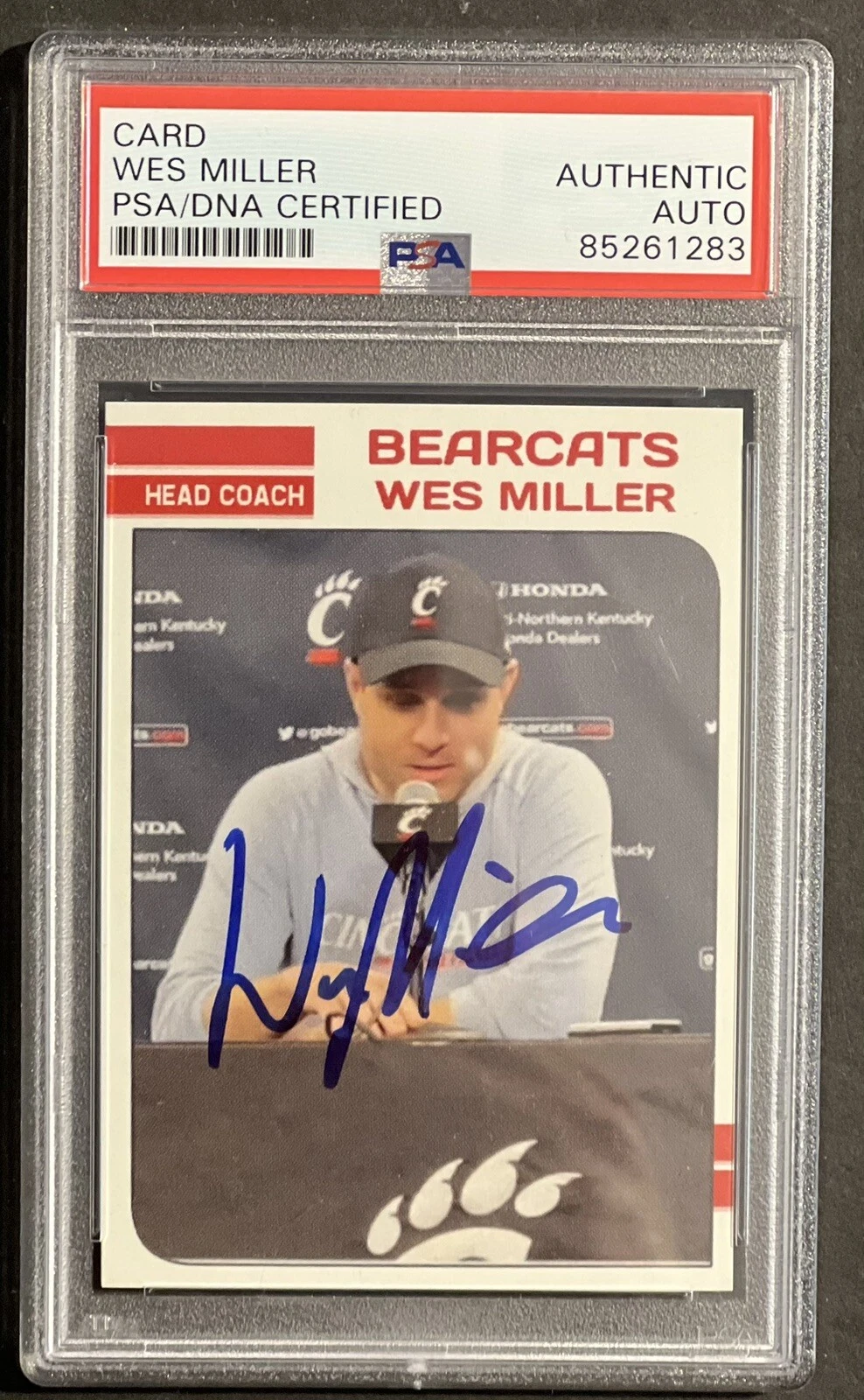 WES MILLER SIGNED AUTOGRAPHED CINCINNATI BEARCATS CUSTOM CARD PSA/DNA SLABBED COLLECTIBLE MEMORABILIA