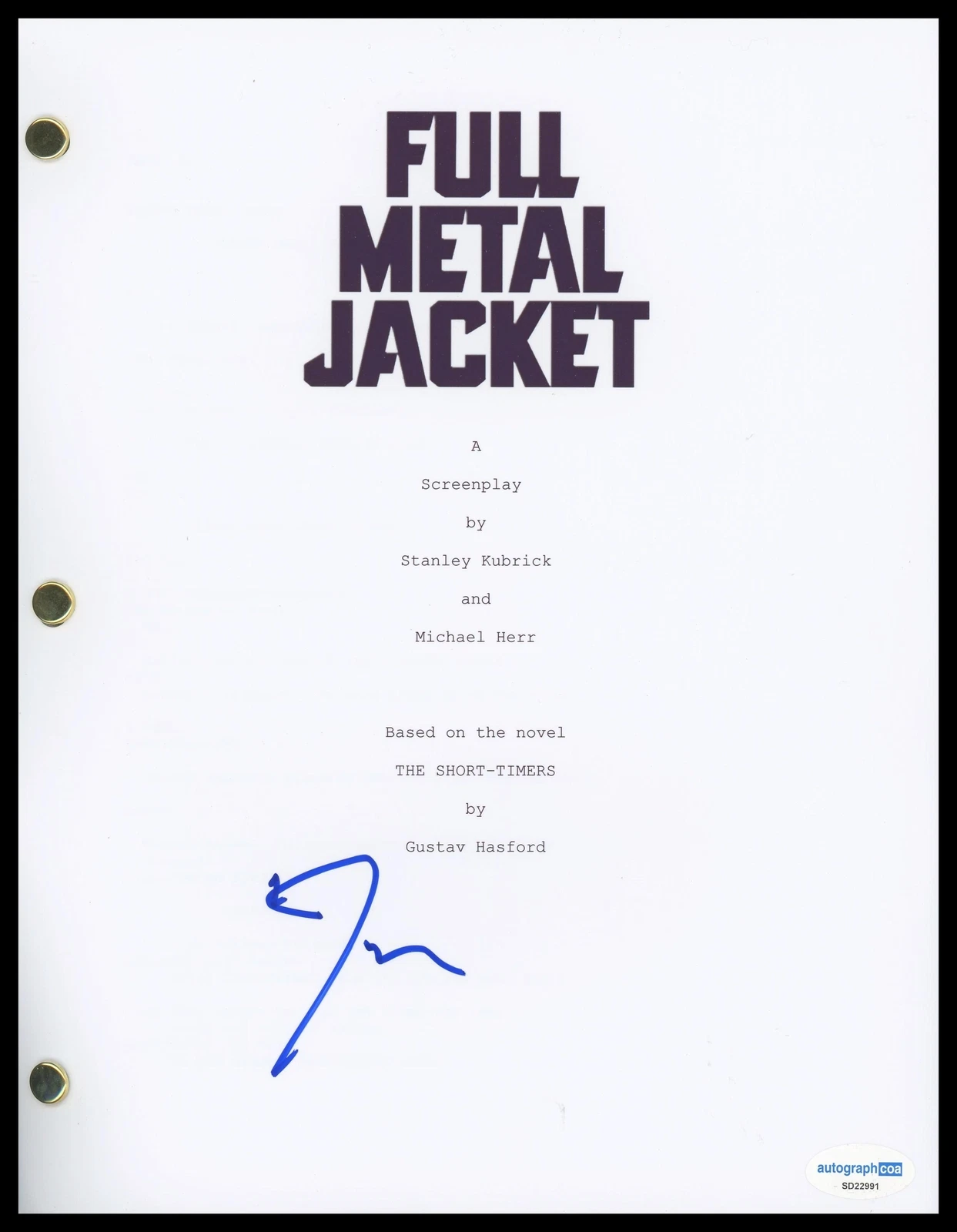 VINCENT D’ONOFRIO “FULL METAL JACKET” AUTOGRAPH SIGNED SCRIPT SCREENPLAY ACOA COLLECTIBLE MEMORABILIA