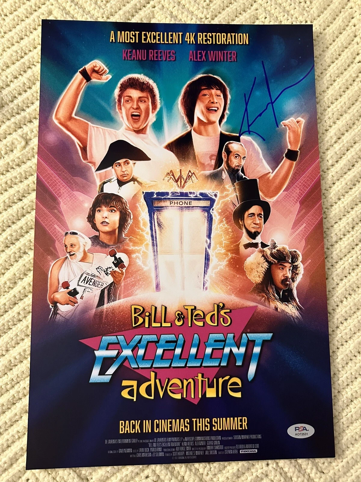 Keanu Reeves Signed Bill & Ted Movie Poster 11 X 17 PSA/DNA Authentication COA