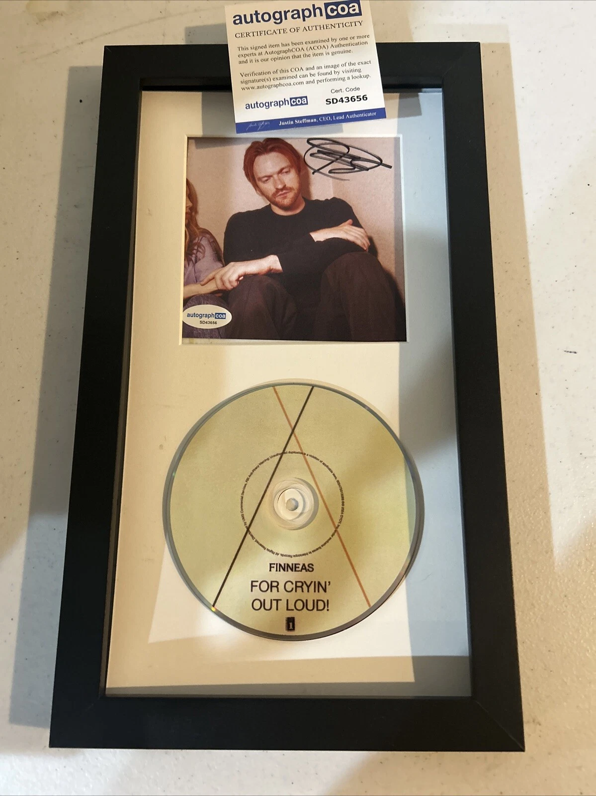 FINNEAS SIGNED AUTOGRAPH FRAMED CD DISLAY ACOA FOR CRYIN OUT LOUD!