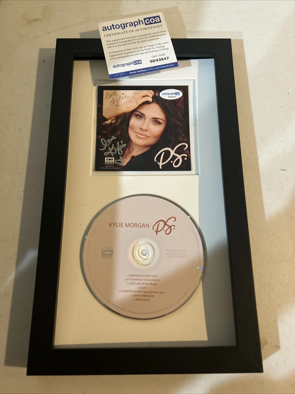 KYLIE MORGAN SIGNED AUTOGRAPH FRAMED CD DISPLAY ACOA P.S. ALBUM COUNTRY STAR
