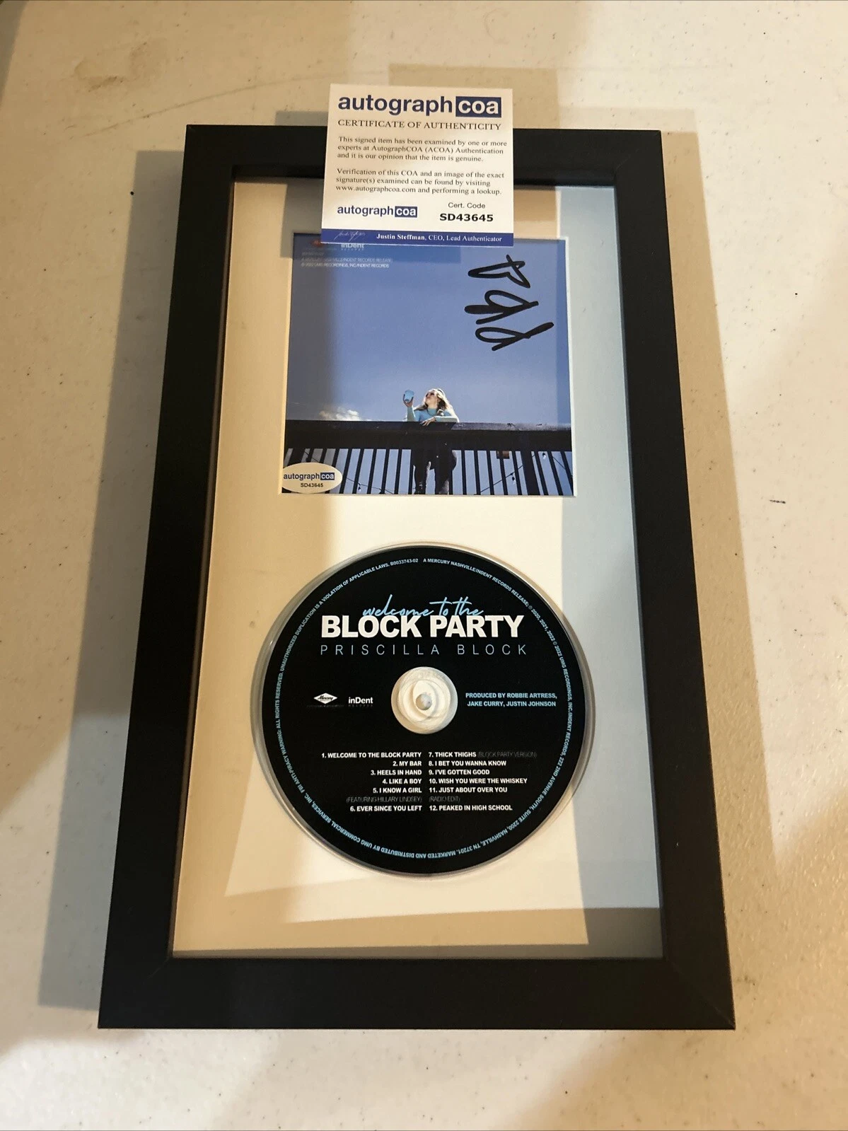 PRISCILLA BLOCK SIGNED AUTOGRAPH FRAMED CD DISPLAY ACOA WELCOME TO BLOCK PARTY